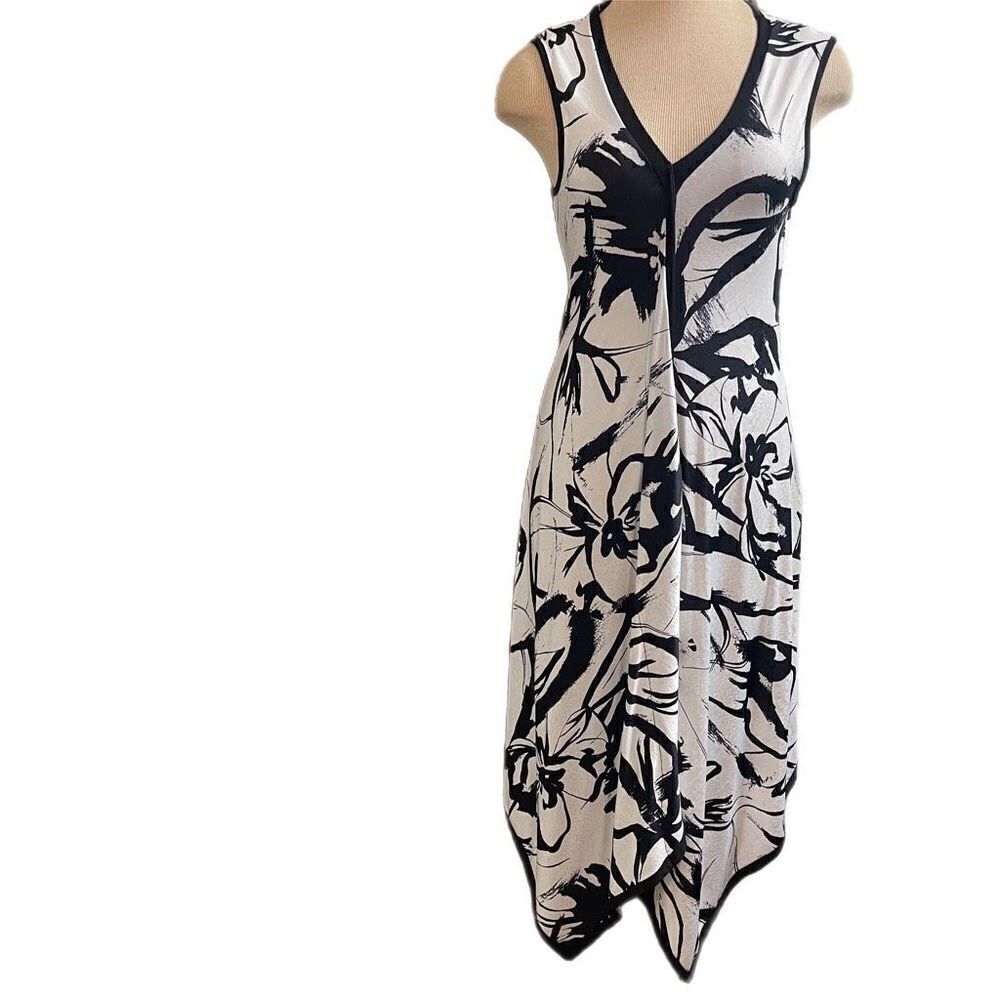 Baroque Boutique Boho Chic Black White Lagenlook Dress Size Large